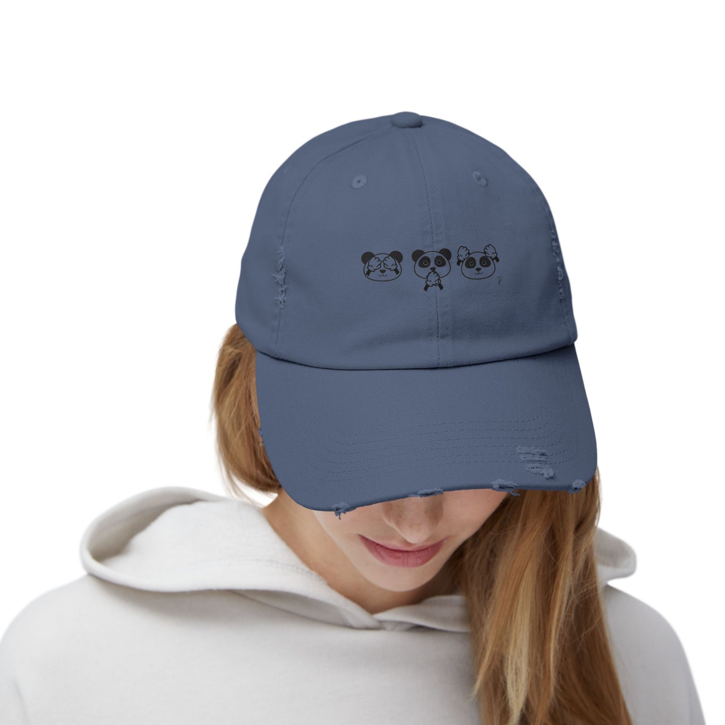 Panda = See no evil. Hear no evil. Speak no evil. - Distressed Cap - Casual Unisex Hat for Nature Lovers