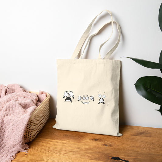 Goofy Faces = See no evil. Hear no evil. Speak no evil. - Cotton Canvas Tote Bag