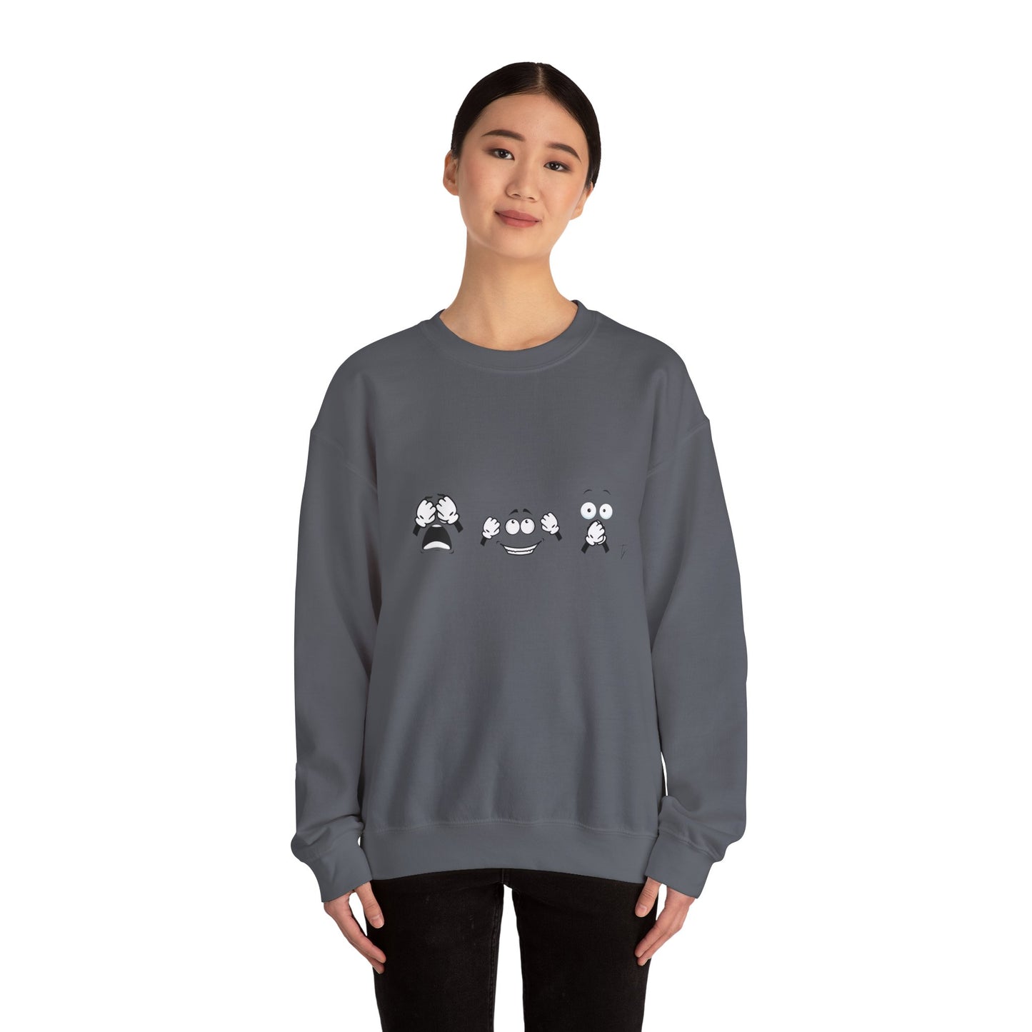 Goofy Faces = See no evil. Hear no evil. Speak no evil.  - Crewneck Sweatshirt - Cozy Unisex Sweater