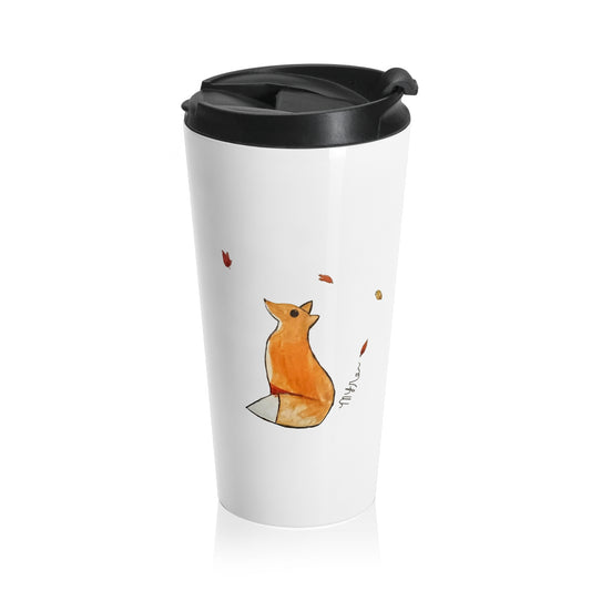 Whimsical Fox & Leaves - Stainless Steel Travel Mug