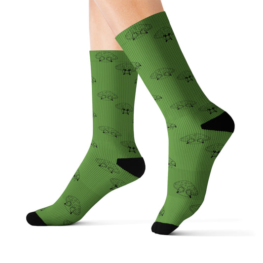 Mushrooms = See no evil. Hear no evil. Speak no evil.  - Pattern - Sublimation Socks for Cozy Home Wear