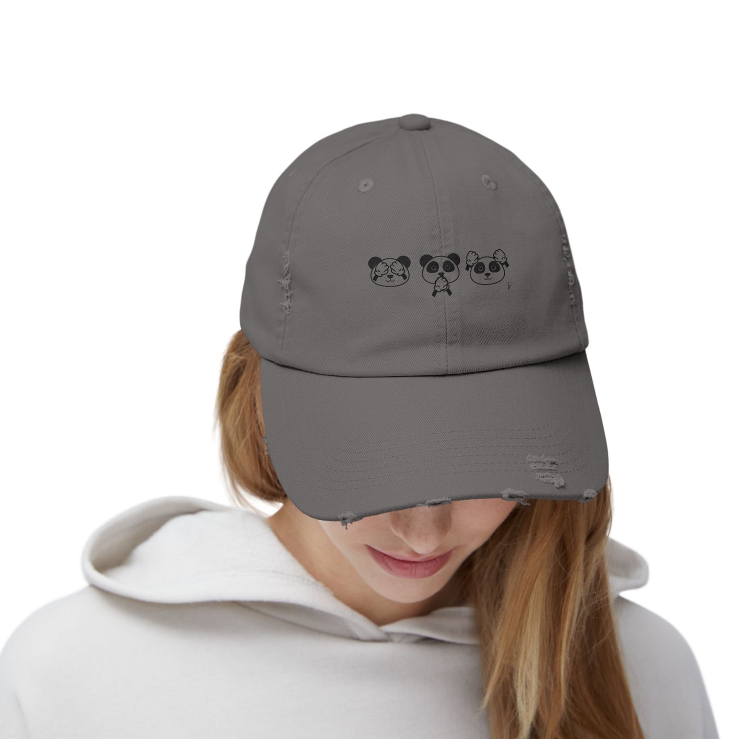 Panda = See no evil. Hear no evil. Speak no evil. - Distressed Cap - Casual Unisex Hat for Nature Lovers
